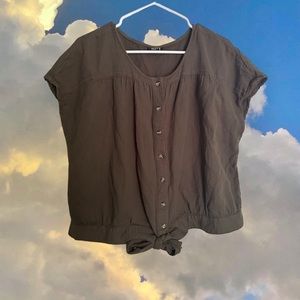 a.n.a Army Green Tie Button Shirt: Size XXL
